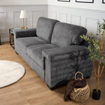 Enzo 3 Seater Corduroy Sofa in Grey | Adjustable Back | Foam Cushions - Bargainia.com - 5056150285274