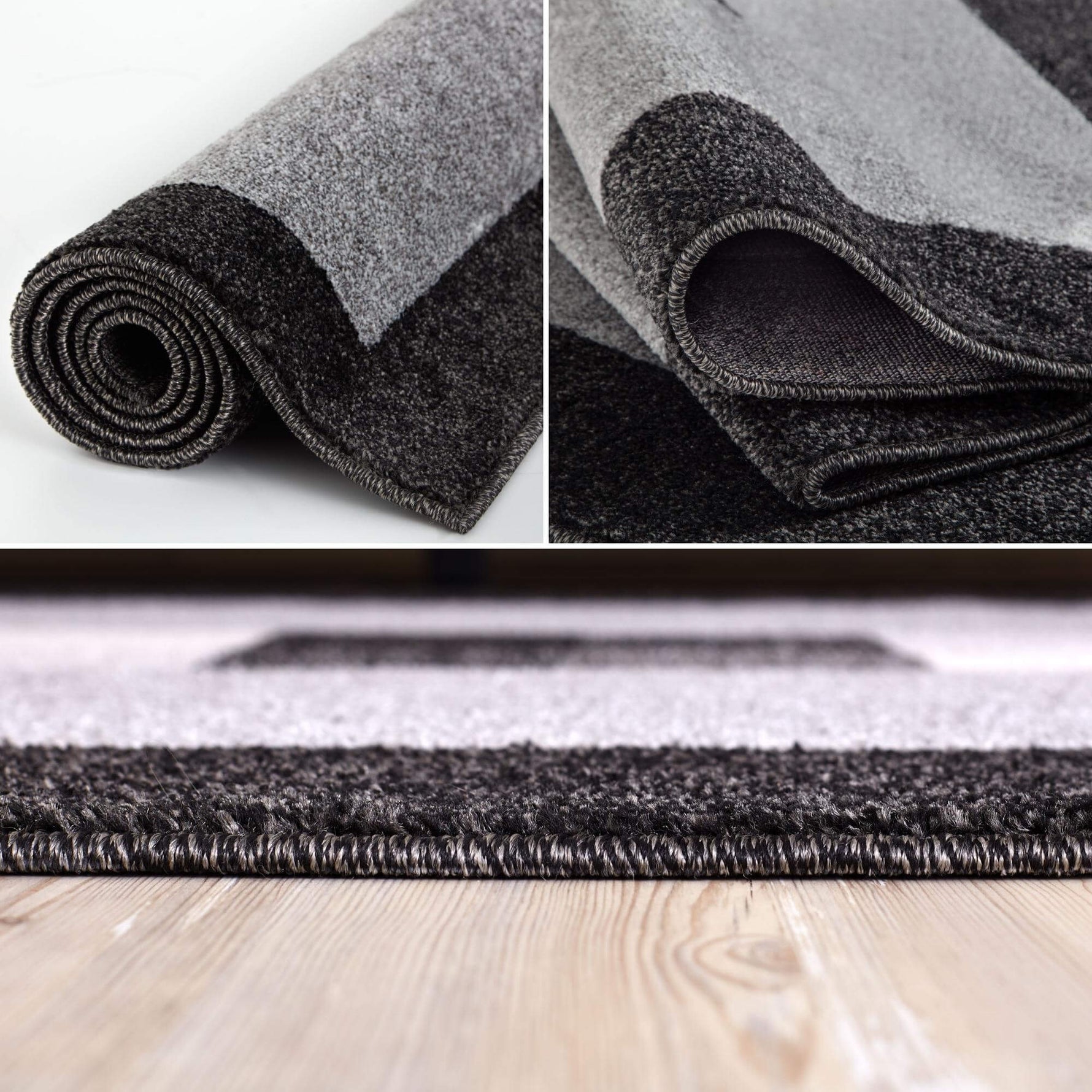 Ephesus Grey Black Rug | 7439GB - Bargainia.com - 