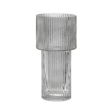 Esma Large Ribbed Grey Glass Vase - Bargainia.com - 5018705969435