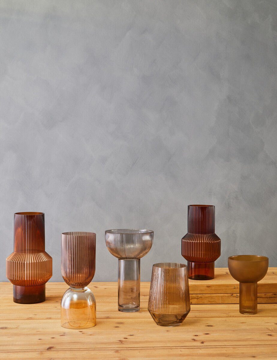 Esma Small Amber and Brown Glass Vase - Bargainia.com - 5018705969336