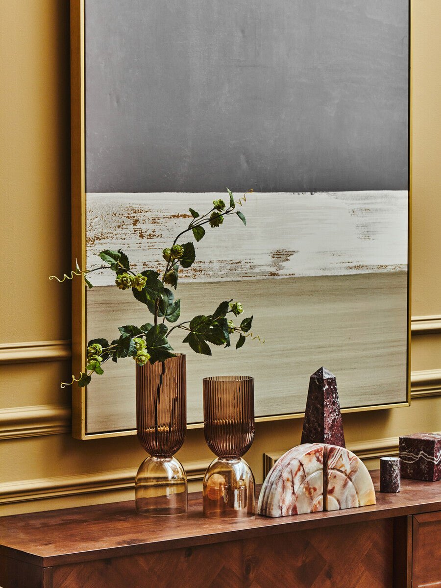 Esma Small Amber and Brown Glass Vase - Bargainia.com - 5018705969336