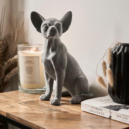 Chihuahua Figurine - Grey Velvet - Sitting-5010792476520-Bargainia.com