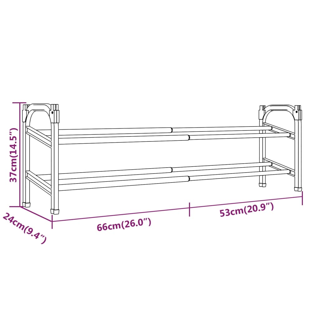 Extendable Shoe Rack with 2 Shelves 119x24x37 cm - Bargainia.com - 
