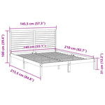 Extra Long Bed Frame without Mattress 140x210 cm Solid Wood - Bargainia.com - 