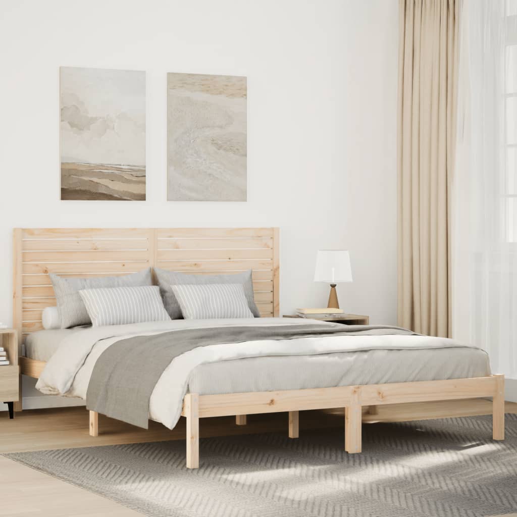Extra Long Bed Frame without Mattress 140x210 cm Solid Wood - Bargainia.com - 