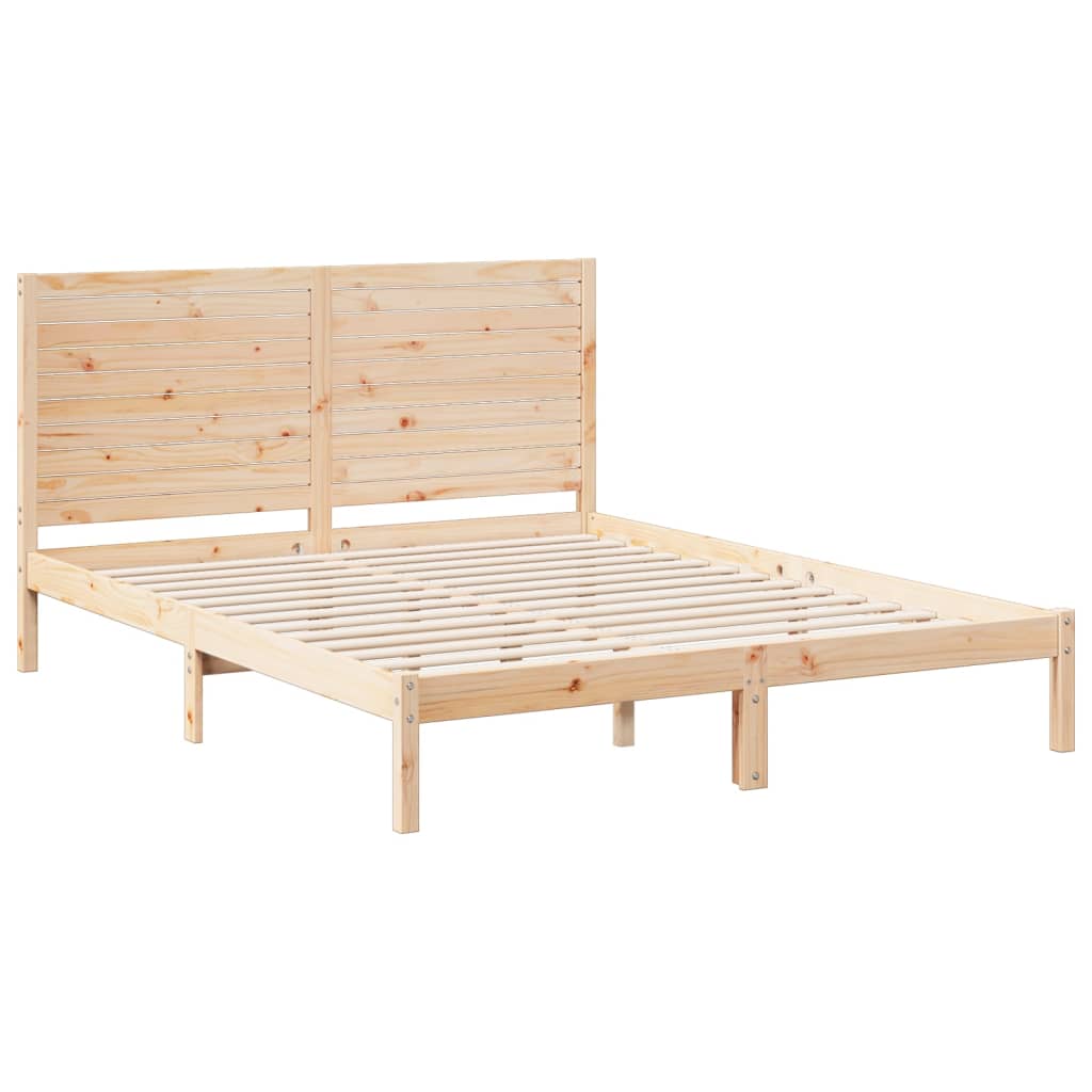 Extra Long Bed Frame without Mattress 140x210 cm Solid Wood - Bargainia.com - 
