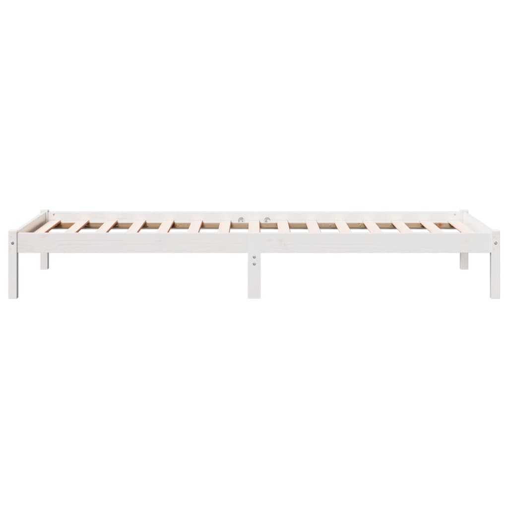 Extra Long Bed Frame without Mattress White 100x220 cm Solid Wood Pine - Bargainia.com - 