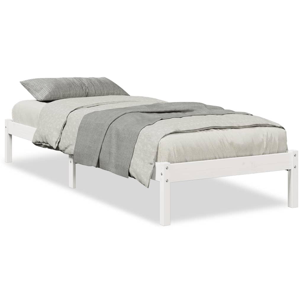 Extra Long Bed Frame without Mattress White 100x220 cm Solid Wood Pine - Bargainia.com - 