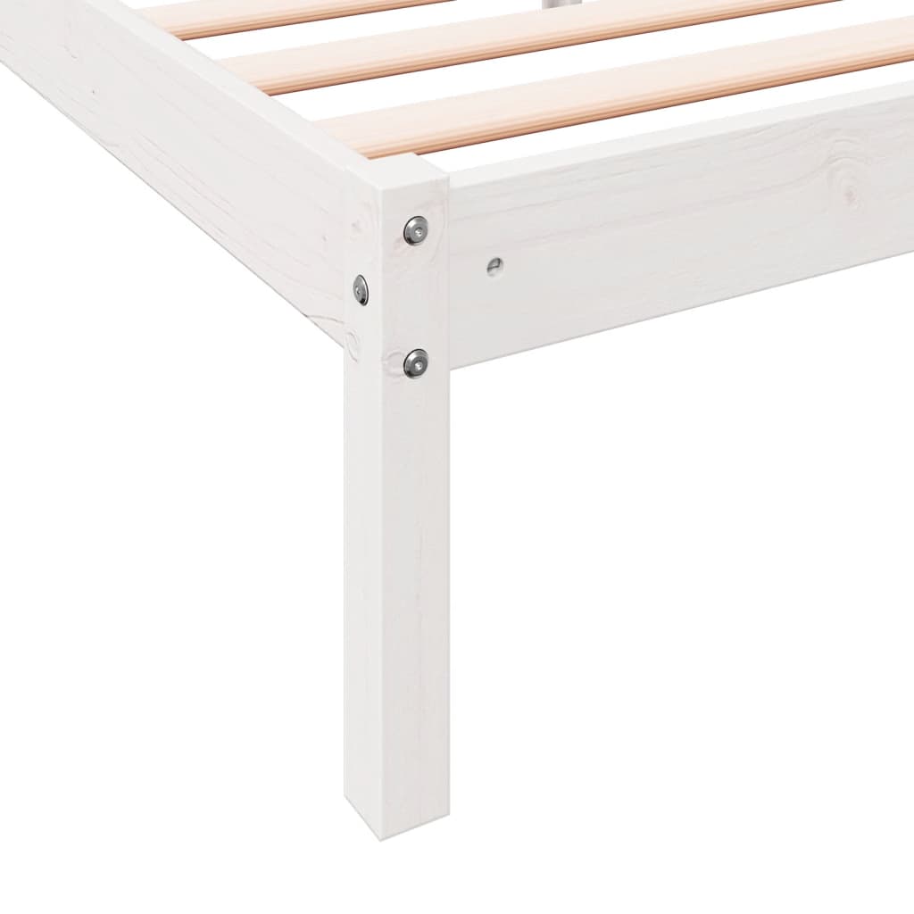 Extra Long Bed Frame without Mattress White 100x220 cm Solid Wood Pine - Bargainia.com - 