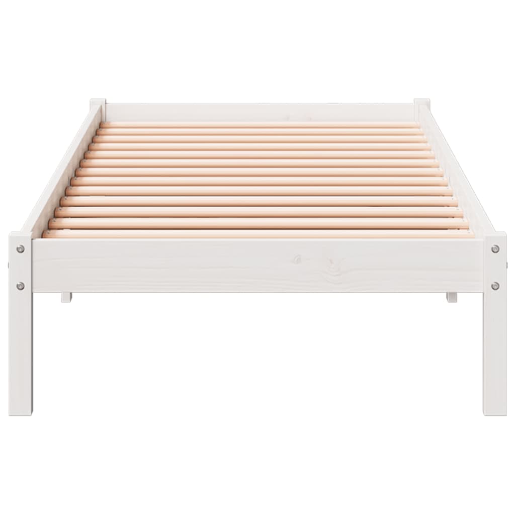 Extra Long Bed Frame without Mattress White 100x220 cm Solid Wood Pine - Bargainia.com - 