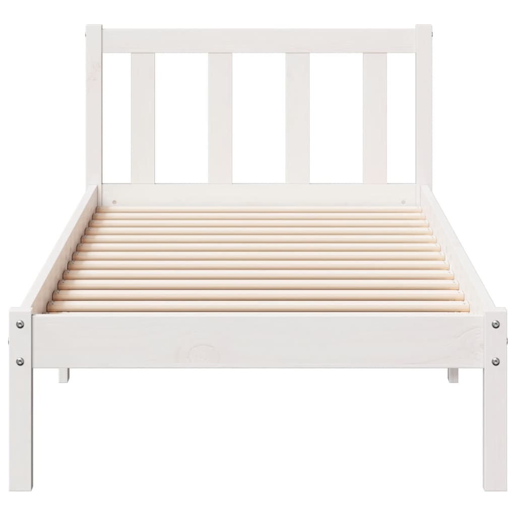 Extra Long Bed Frame without Mattress White 80x220 cm Solid Wood Pine - Bargainia.com - 