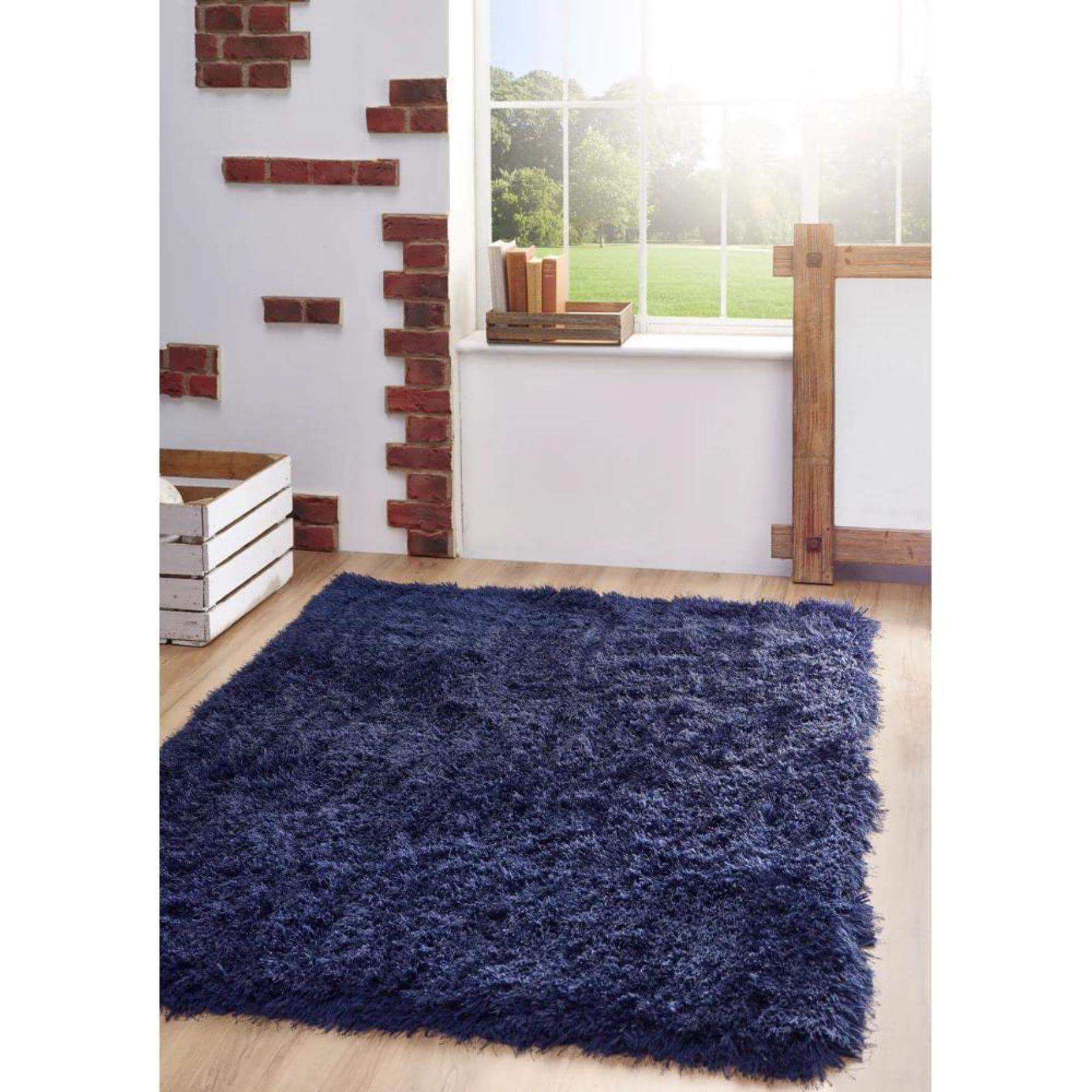 Extravagance Navy Shaggy Rug - Bargainia.com - 5026134568600 - EXTRAV_NAVYXX_080X150