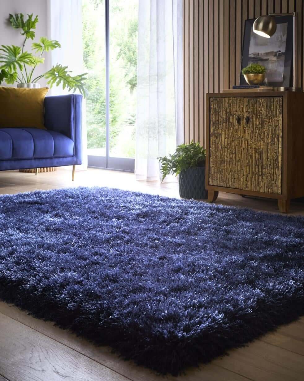 Extravagance Navy Shaggy Rug - Bargainia.com - 