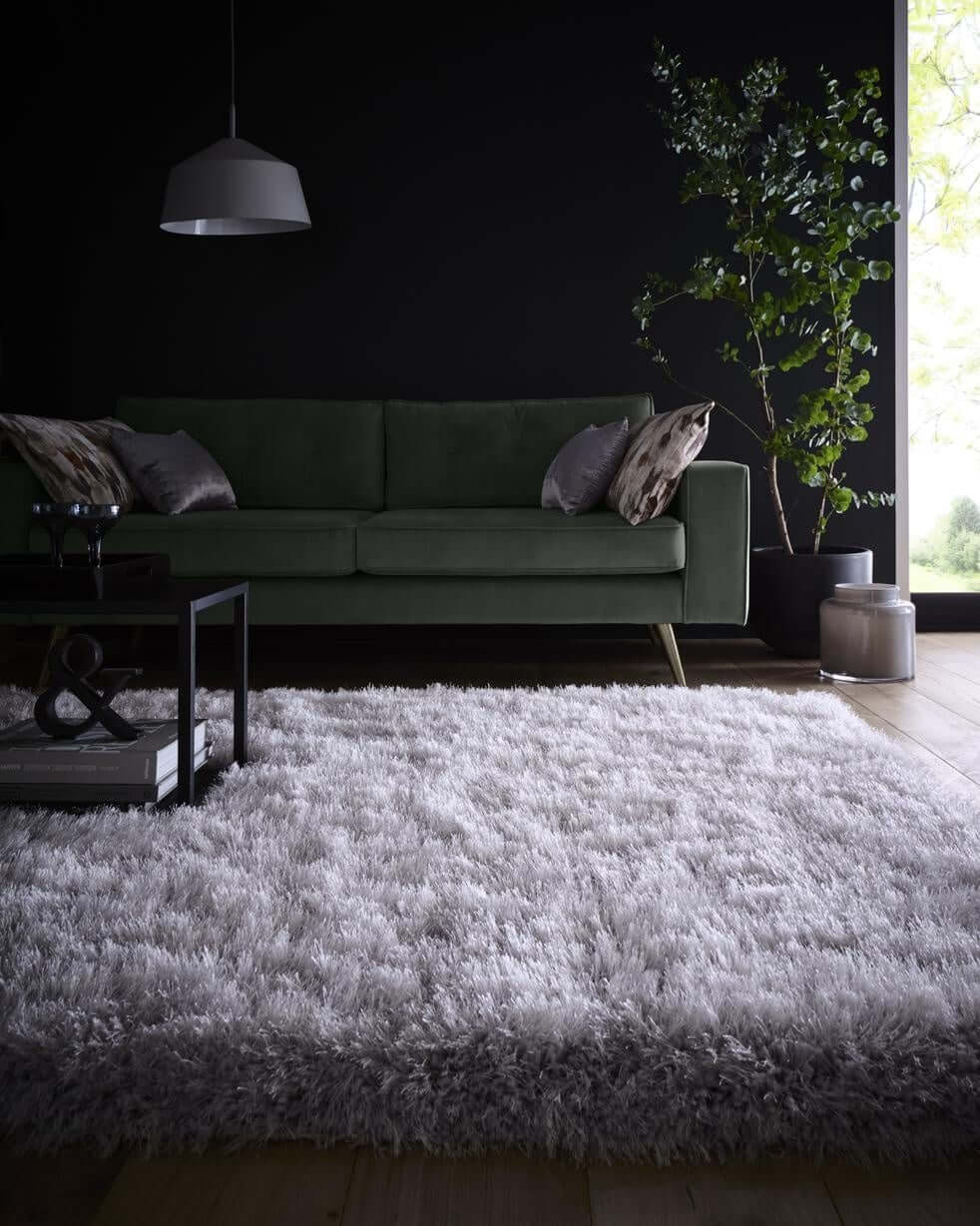 Extravagance Silver Grey Shaggy Rug - Bargainia.com - 