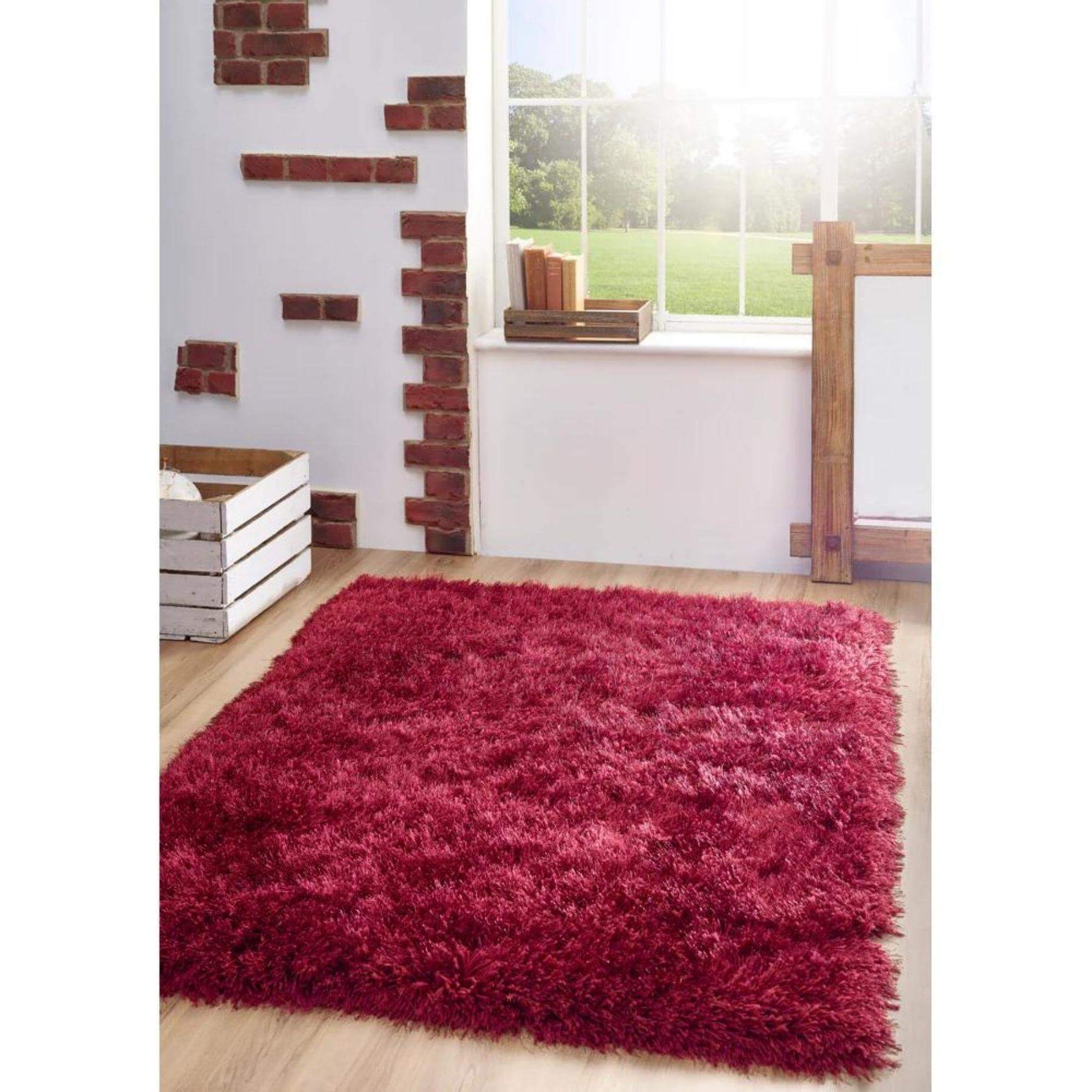 Extravagance Wine Red Shaggy Rug - Bargainia.com - 