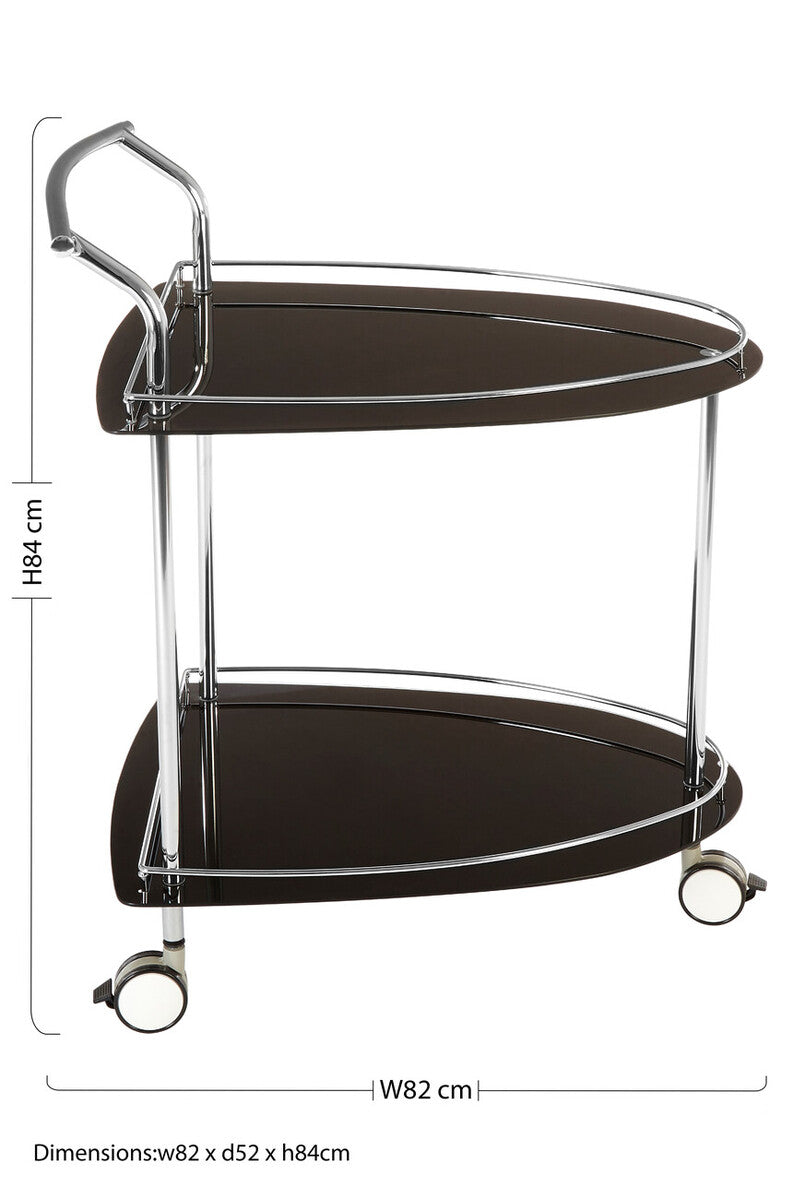 Adam Black Tempered Glass Serving Trolley