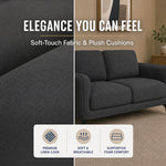 Brixton Dark Grey Fabric Sofa Set, 2 Seater and 3 Seater Linen Look Settees with Solid Wood Frame and Steel Legs