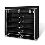 Fabric Shoe Cabinet with Cover 115 x 28 x 110 cm Black - Bargainia.com - 