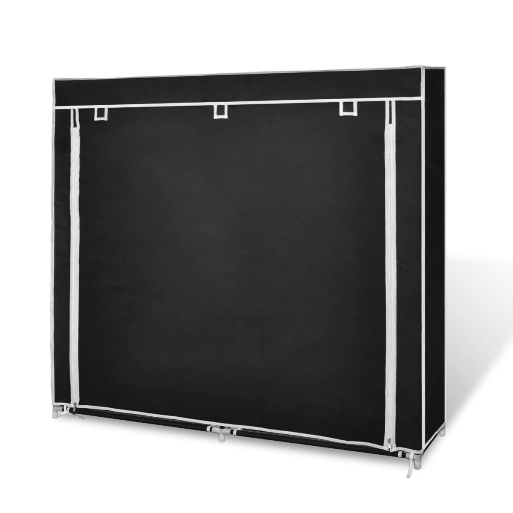 Fabric Shoe Cabinet with Cover 115 x 28 x 110 cm Black - Bargainia.com - 