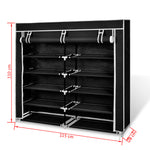 Fabric Shoe Cabinet with Cover 115 x 28 x 110 cm Black - Bargainia.com - 