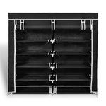 Fabric Shoe Cabinet with Cover 115 x 28 x 110 cm Black - Bargainia.com - 