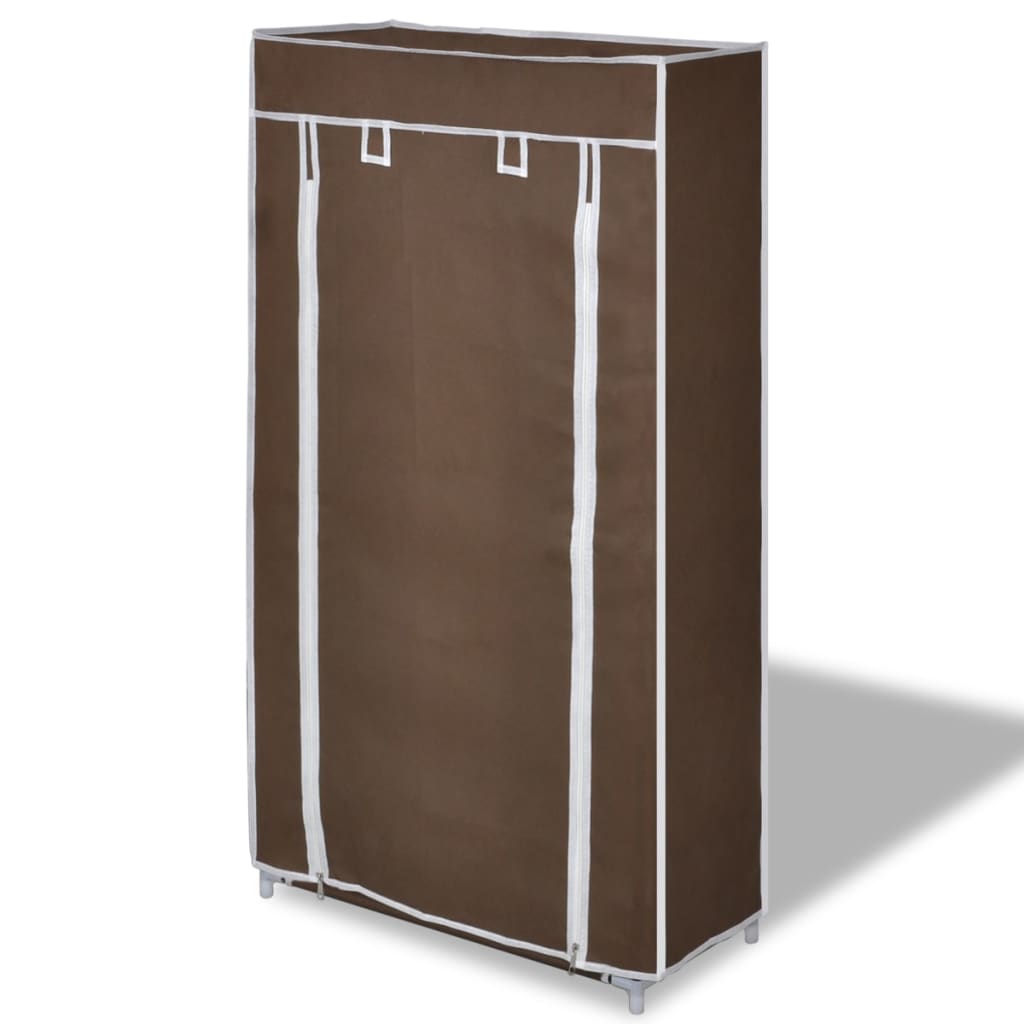 Fabric Shoe Cabinet with Cover 58 x 28 x 106 cm Brown - Bargainia.com - 