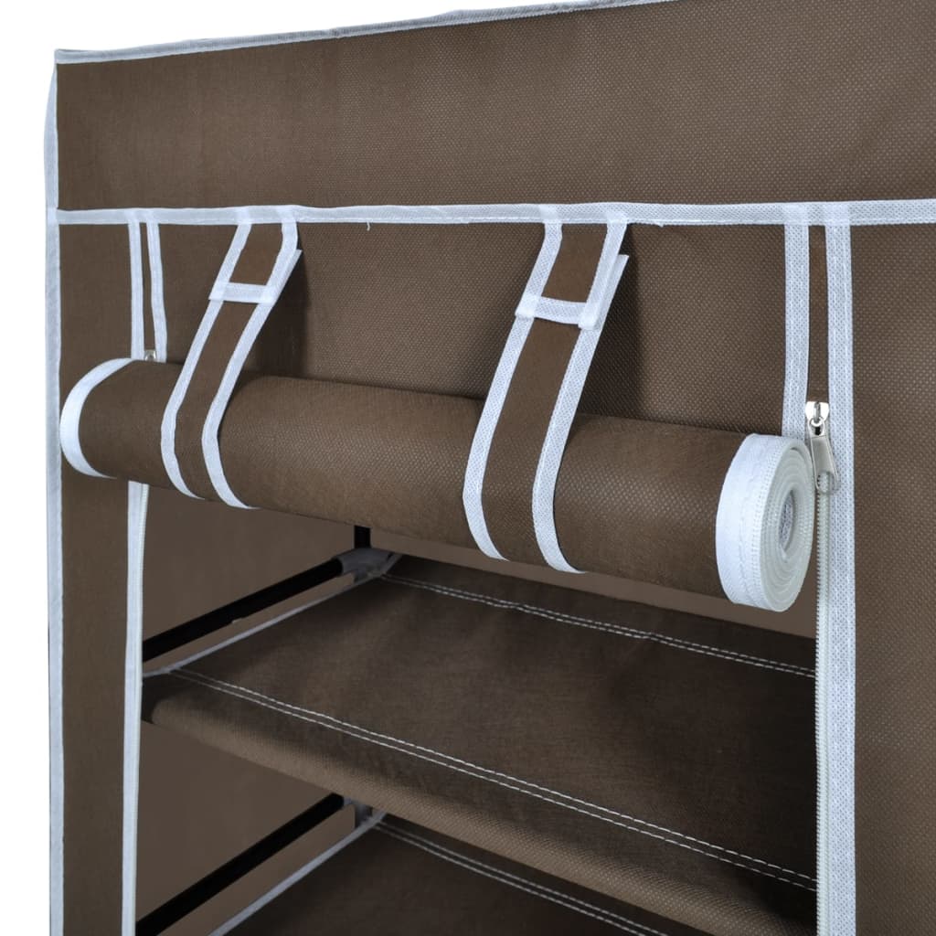 Fabric Shoe Cabinet with Cover 58 x 28 x 106 cm Brown - Bargainia.com - 