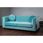 Farah Three Seater Pastel Green Velvet Sofa - Bargainia.com - 