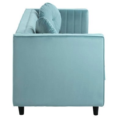 Farah Three Seater Pastel Green Velvet Sofa - Bargainia.com - 