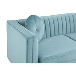 Farah Three Seater Pastel Green Velvet Sofa - Bargainia.com - 