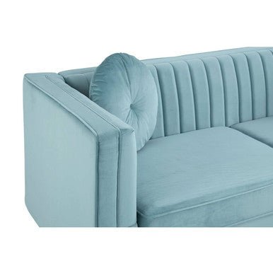 Farah Three Seater Pastel Green Velvet Sofa - Bargainia.com - 