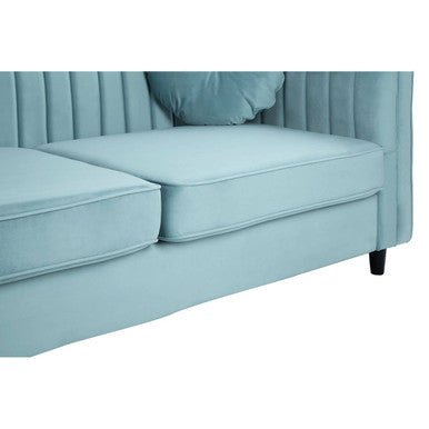 Farah Three Seater Pastel Green Velvet Sofa - Bargainia.com - 