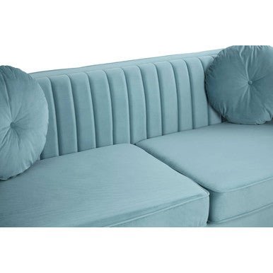 Farah Three Seater Pastel Green Velvet Sofa - Bargainia.com - 