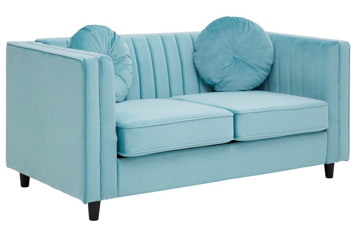 Farah Two Seat Green Velvet Sofa - Bargainia.com - 