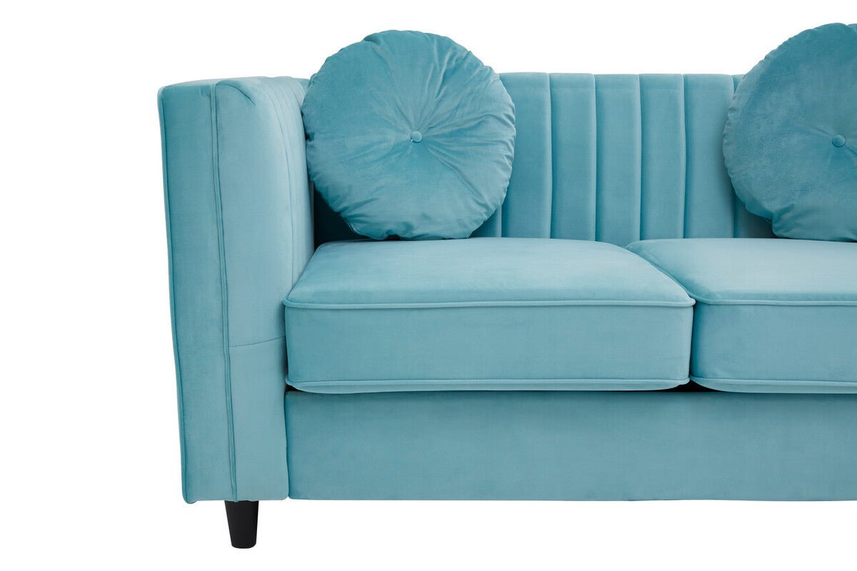 Farah Two Seat Green Velvet Sofa - Bargainia.com - 