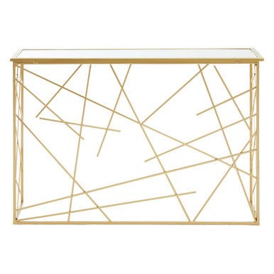 Farran Gold Finish Console Table With Mirror Top - Bargainia.com - 5018705496252