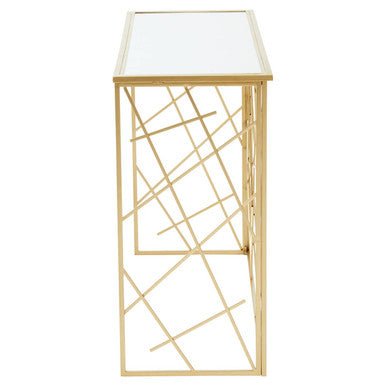 Farran Gold Finish Console Table With Mirror Top - Bargainia.com - 5018705496252