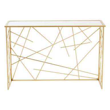 Farran Gold Finish Console Table With Mirror Top - Bargainia.com - 5018705496252