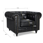 Faux Leather Chesterfield Arm Chair - Black - Bargainia.com - 5056536103642