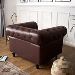 Faux Leather Chesterfield Arm Chair - Brown - Bargainia.com - 5056536103659