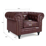 Faux Leather Chesterfield Arm Chair - Brown - Bargainia.com - 5056536103659