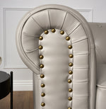 Faux Leather Chesterfield Arm Chair - Light Grey - Bargainia.com - 5056536103635