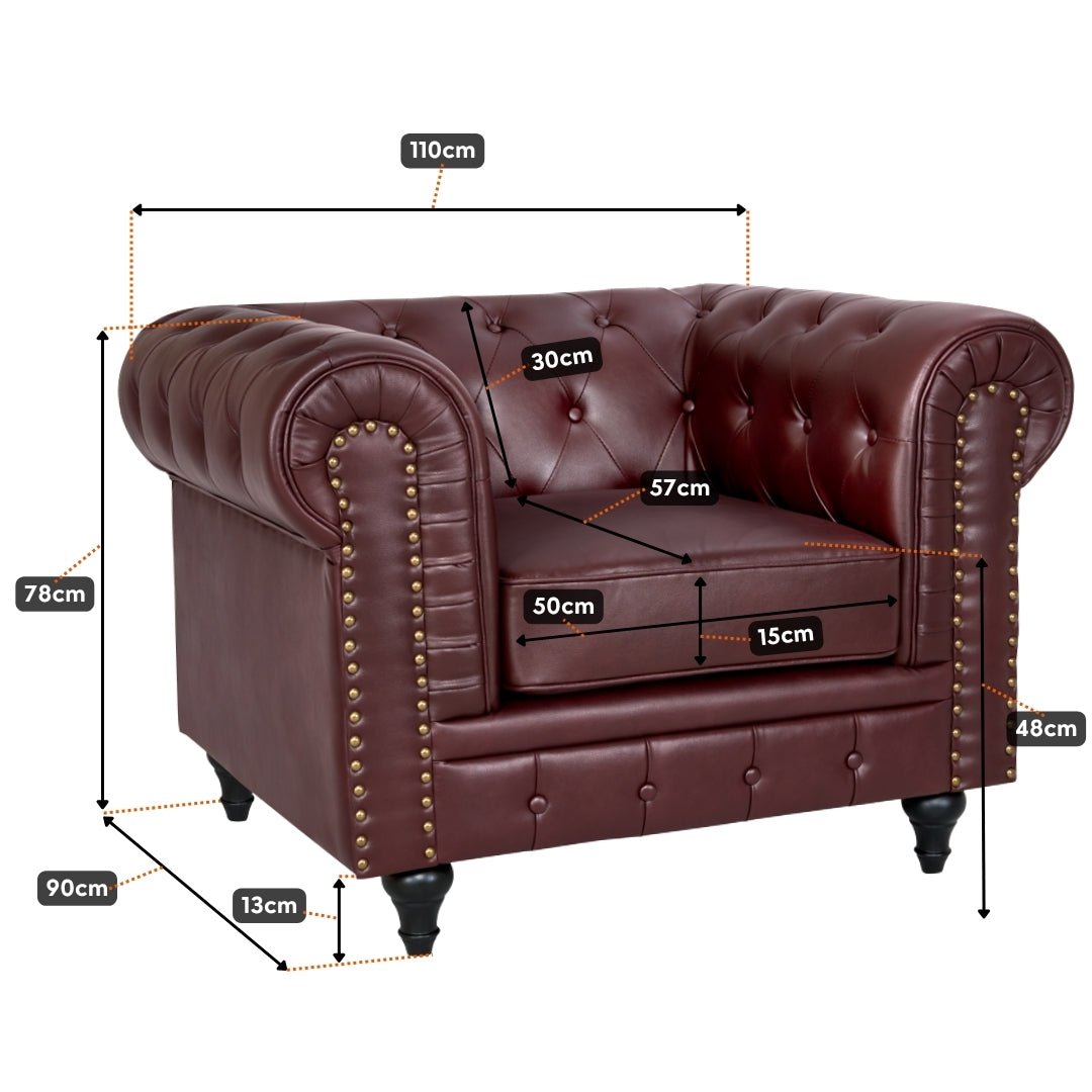 Faux Leather Chesterfield Armchair - Brown - Bargainia.com - 5056536103659 - H - 8200 - BOND - BN - 1