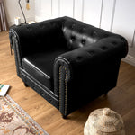 Faux Leather Chesterfield Sofa Suite - Black - Bargainia.com - 