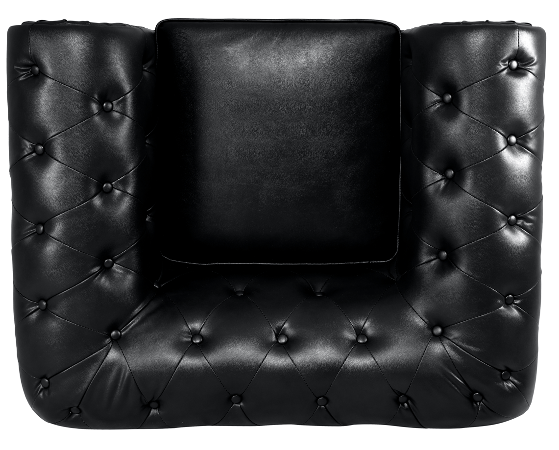 Faux Leather Chesterfield Three Seater Sofa - Black Furniture Bargainia