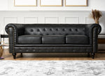 Faux Leather Chesterfield Sofa Suite - Black - Bargainia.com - 
