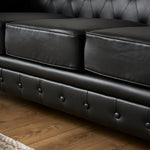 Faux Leather Chesterfield Sofa Suite - Black - Bargainia.com - 