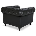 Faux Leather Chesterfield Sofa Suite - Black - Bargainia.com - 