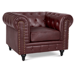 Faux Leather Chesterfield Sofa Suite - Brown - Bargainia.com - 
