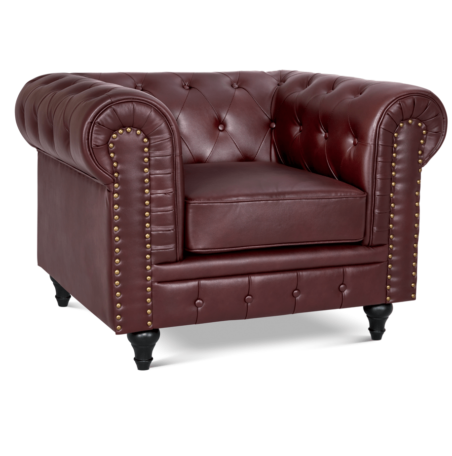 Faux Leather Chesterfield Armchair - Brown Furniture Bargainia